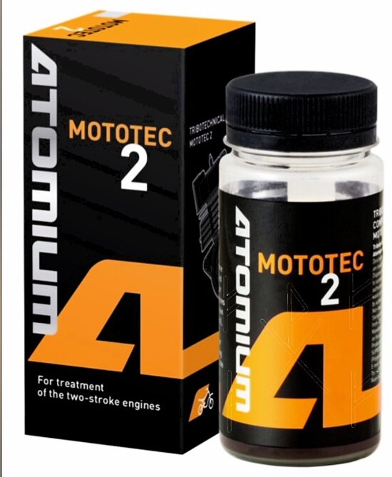 ATOMIUM Mototec 2 (dīvtaktu dzinēju motocikliem, kvadricikliem, mopēdiem, sniega motocikliem, sniega tīrīšanas un cita tehnikai) 100ml.